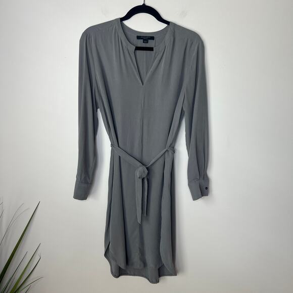 ALLSAINTS Olive Green Modal Shirtdress with Tie Waist‎ Long Sleeves Size Medium - Picture 1 of 10